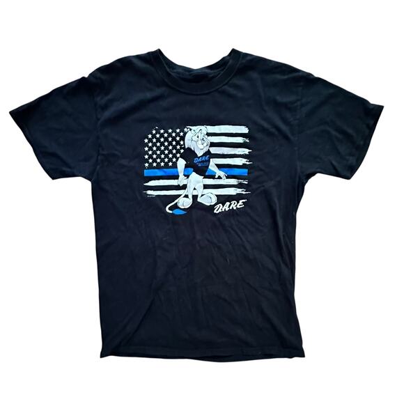 D.A.R.E. To Resist Drugs & Violence Lion Blue Stripe Police T-Shirt Size S/M - Picture 1 of 4